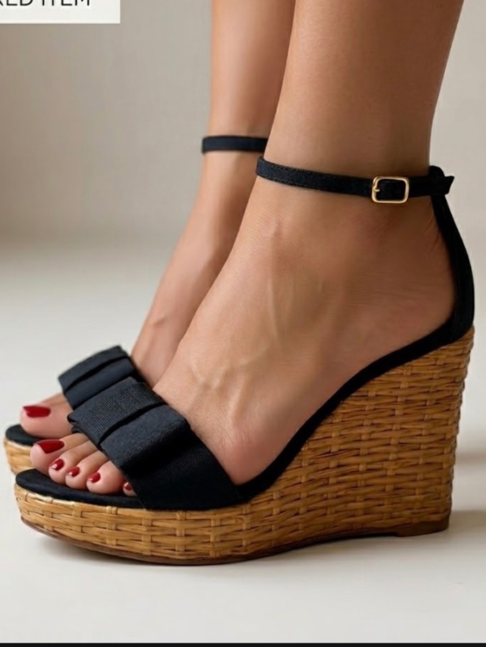 Kate Spade ARCHIVAL Cabo Wicker Wedges Black Bow Size 8 Vintage Y2K w/ box